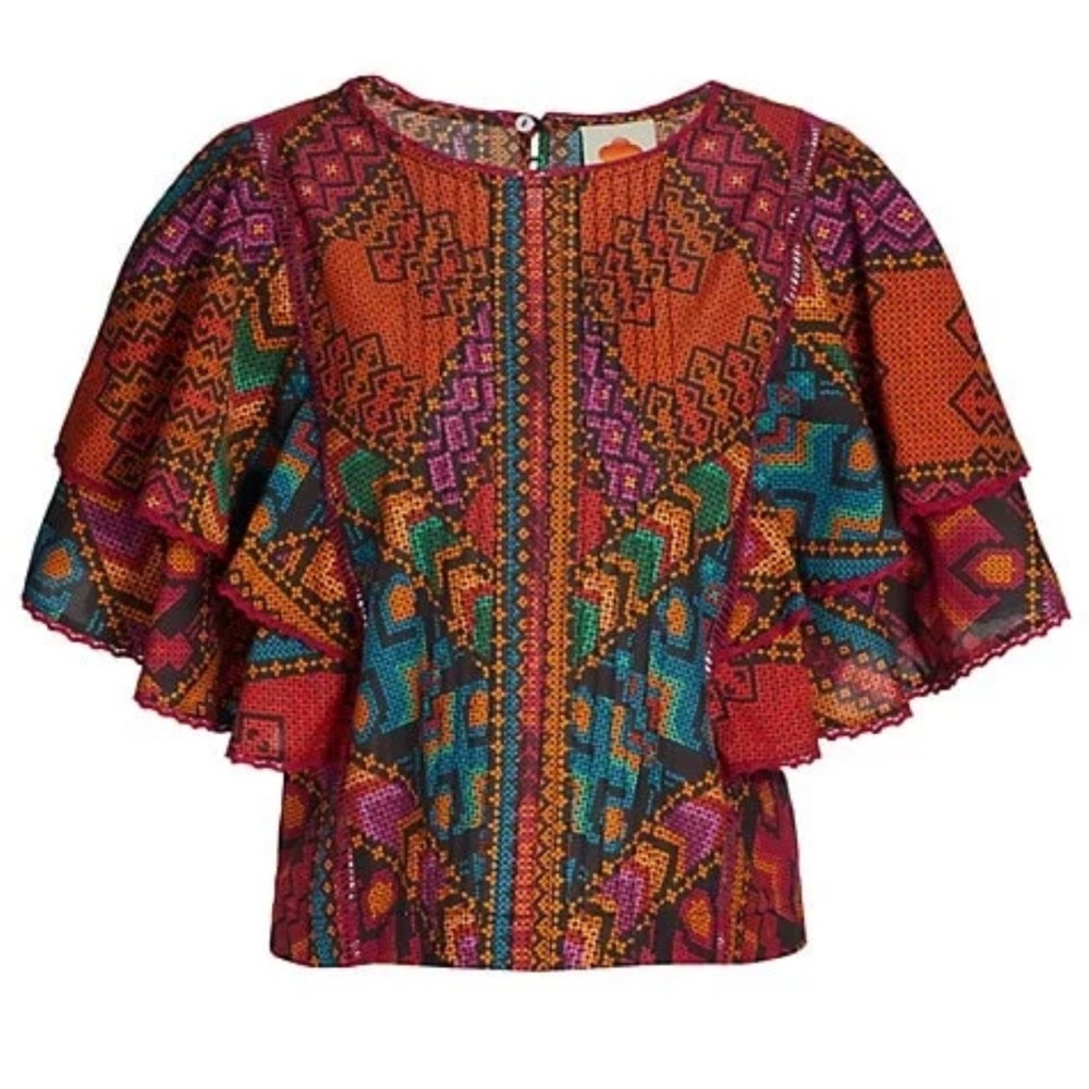 Top Yawanawa Striped Blouse by Farm Rio Size Large